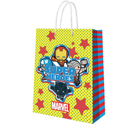 Пакет подарочный большой ND Play Marvel 0, 330x455x100 мм, чиби 298546