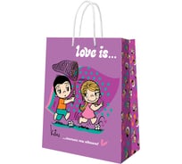 Пакет подарочный большой ND Play Love is, фиолетовый, 220x310x100 мм 309714