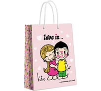Пакет подарочный большой ND Play Love is, нежнорозовый, 335x406x155 мм 309715