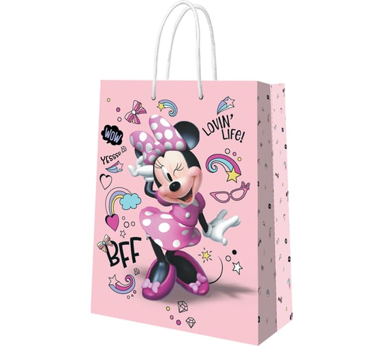 Пакет подарочный большой ND Play Minnie Mouse, Best friends forever 3D, розовосиреневый, 330x455x100 мм 298531 1