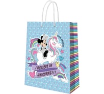 Пакет подарочный большой ND Play Minnie Mouse, Минни с единорогом, голубой, 330x455x100 мм 299949
