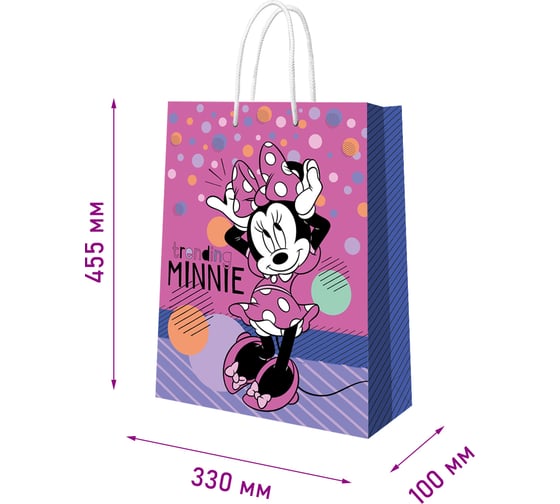 Пакет подарочный большой ND Play Minnie Mouse, Минни 2D, 330x455x100 мм 298529