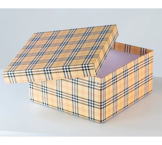 Складная сборная коробка для хранения Cartonnage формат ИКЕА, серия Рафаэль, 29x29x28 см, Рафаэль 3, клетка Byrberry RF3.28.14.15.K
