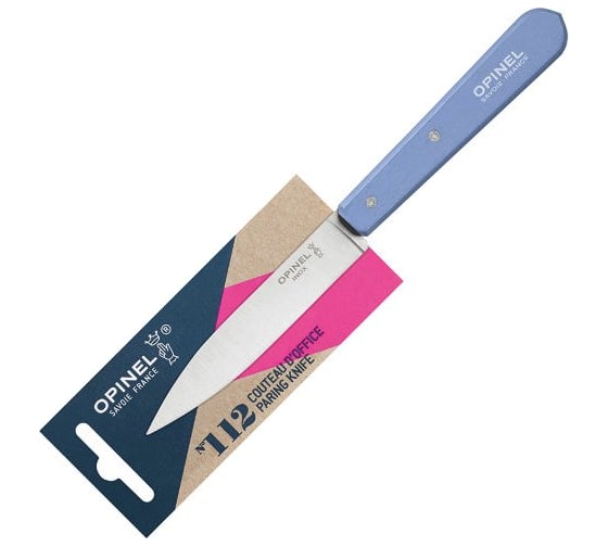 Столовый нож Opinel №112, деревянная рукоять, блистер, нержавеющая сталь, голубой 001917