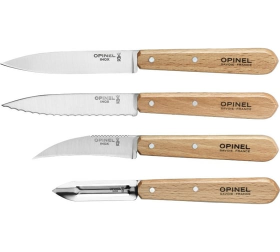 Набор ножей Opinel Les Essentiels, нержавеющая сталь, рукоять бук 4 шт./уп., 001300