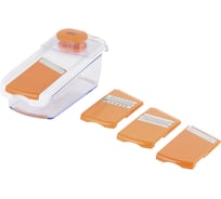 Овощерезка SANA ручная многофункциональная с контейнером и сменными ножами, 28x11x9см. Материал: пластик, нерж.сталь. Цвет: оранжевый. Gipfel 50742