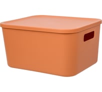 Корзина пластиковая для хранения "Оптима" HANDY HOME, Д285 Ш220 В145, оранжевый Fancy-hh101-S