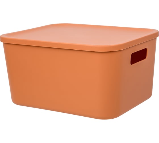 Корзина пластиковая для хранения Handy Home Оптима, Д325 Ш245 В200, оранжевый Fancy-hh101-L 1