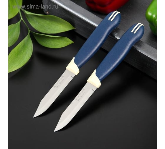 Нож TRAMONTINA Multicolor для очистки овощей, 7.5 см, синий, 2 шт. 23511/213D-TR