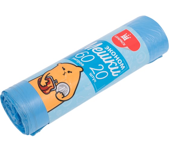 Пакеты для мусора UFAPACK "ЭКОНОМ" 60 л., 20 шт., синие МЭ3865