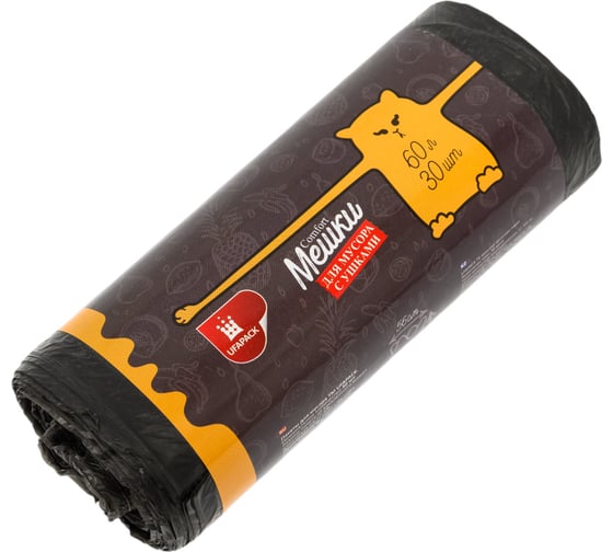 Пакеты для мусора UFAPACK "Уфа ПАК" с УШКАМИ 60 л., 20 шт., черные М7559 1