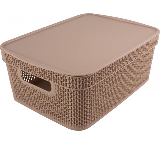 Прямоугольная корзина Branq Ajur 11л с крышкой кофейный BQ4115КФ