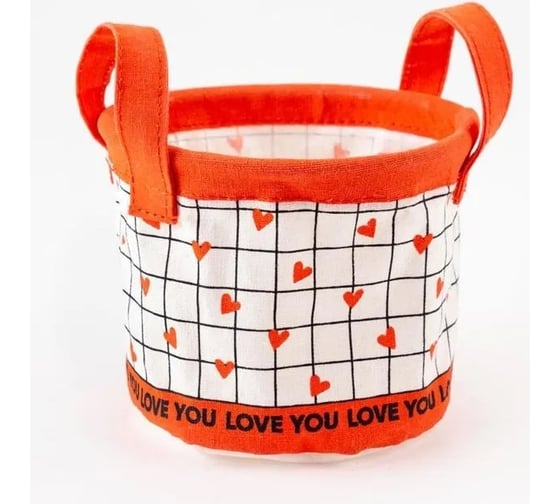 Текстильная корзинка Этель Love is 12x14 см 5383579 1