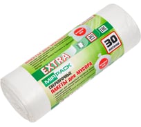 Пакеты для мусора MIRPACK "EXTRA" 30 литров, в рулоне 20 штук, ПНД, 12 мкм, размер 50x60 см, белые 3020502
