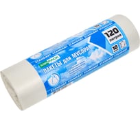 Пакеты для мусора MIRPACK "STANDART" 120 литров, в рулоне 10 штук, ПСД, 18 мкм, размер 70х110 см, белые 120102405