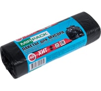 Пакеты для мусора MIRPACK "ХИТ" 60 литров, в рулоне 25 штук, ПНД, 8 мкм, размер 60х80 см, черный, B2B 6025867