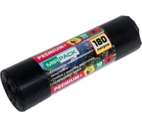 Пакеты для мусора MIRPACK "PREMIUM +" 180 литров, 10 штук, ПВД, 35 мкм, размер 93x110 см, черные 18010530
