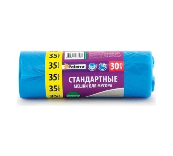 Мешки для мусора (30 шт; 35 л) синие PATERRA 106-054