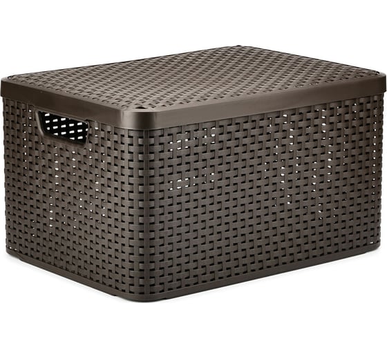 Корзина CURVER RATTAN STYLE BOX L 30л + крышка тёмно-коричневая 03619-210 1