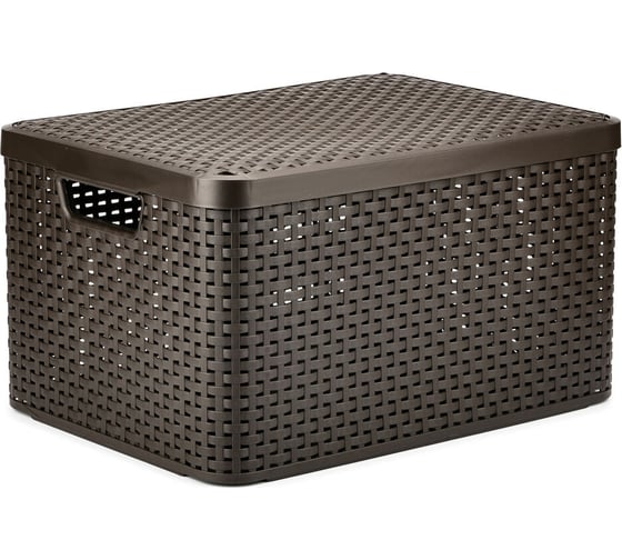Корзина CURVER RATTAN STYLE BOX L 30л + крышка тёмно-коричневая 03619-210