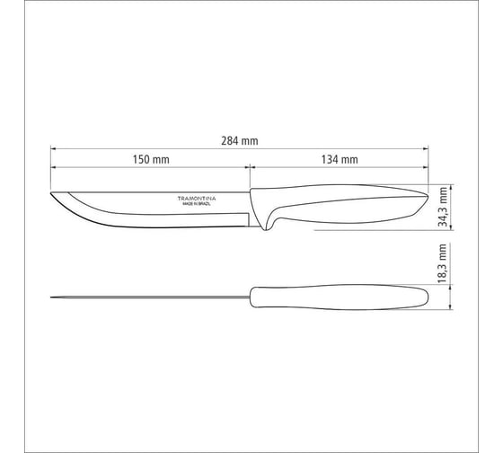 Нож мясника Tramontina Plenus, серый, 15 см 23423/166-TR
