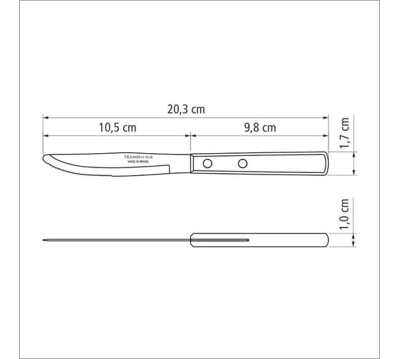 Нож столовый Tramontina Polywood, 10 см 21101/474-TR