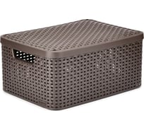 Корзина RCURVER ATTAN STYLE BOX M + крышка тёмно-коричневая 03618-210