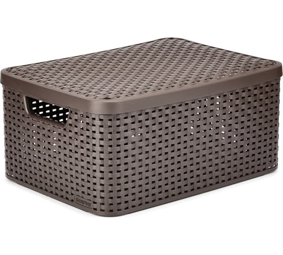 Корзина RCURVER ATTAN STYLE BOX M + крышка тёмно-коричневая 03618-210 1