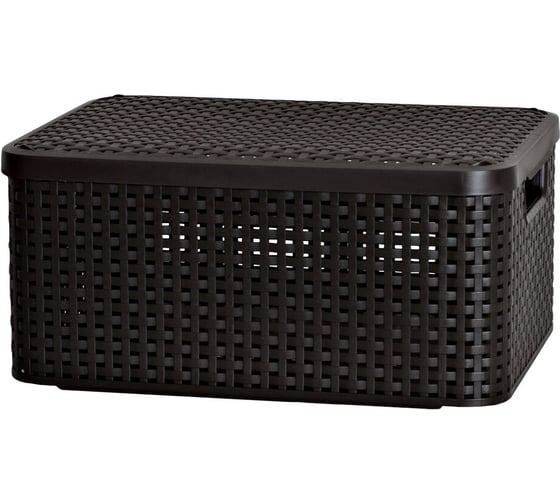 Корзина RCURVER ATTAN STYLE BOX M + крышка тёмно-коричневая 03618-210