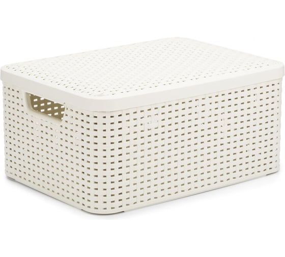 Корзина CURVER RATTAN STYLE BOX M + крышка кремовая 03618-885