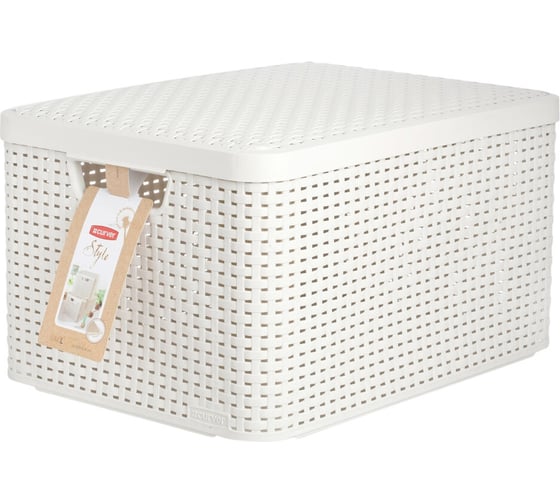 Корзина CURVER RATTAN STYLE BOX L 30л+крышка кремовая 03619-885