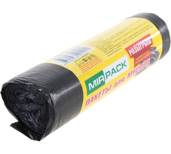 Мешки для мусора MIRPACK Хит 30 л, 20 шт в рулоне, ПНД, 8 мкм, размер 50х60 см, черные, B2B 30208042