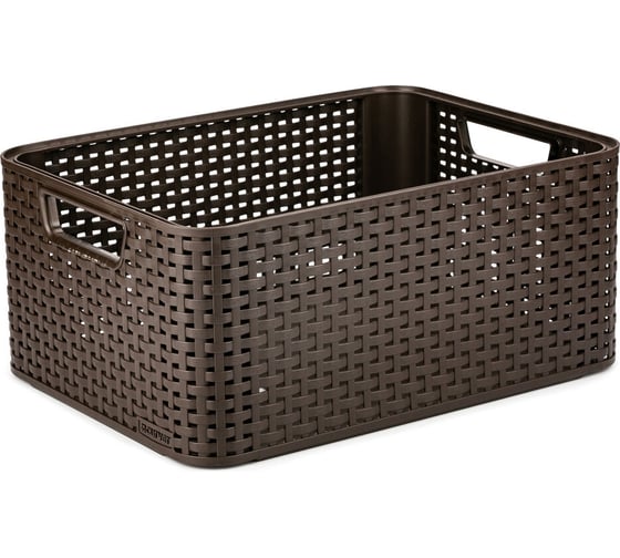 Универсальная корзина CURVER RATTAN STYLE BOX M темно-коричневая 03615-210
