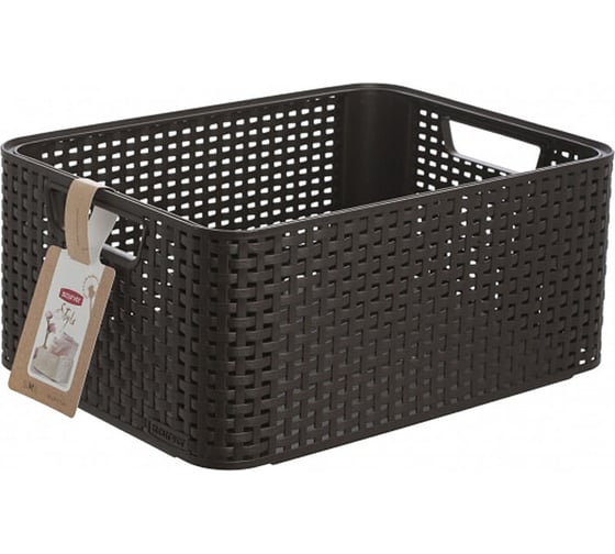 Универсальная корзина CURVER RATTAN STYLE BOX M темно-коричневая 03615-210