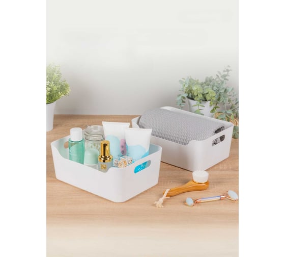 Набор корзинок универсальных Econova SCANDI 270x190x105 мм, 4,6 л, 2 шт., белый 43523761622 1