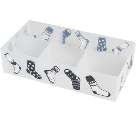 Коробка для белья Рыжий кот PSB-02/6-P 6 ячеек, пластик, с принтом, 30х15х7см 312551