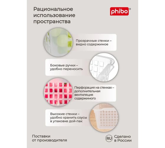 Комплект корзинок универсальных Econova 210x146x113 мм, 2 шт бесцветный 43523000122