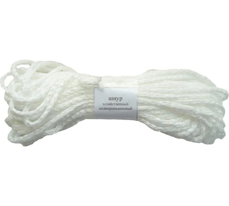 Вязаный полипропиленовый шнур с сердечником Политех белый, диаметр 5 мм, 20 м, 4.6 ктекс, 90 кгс 8001027
