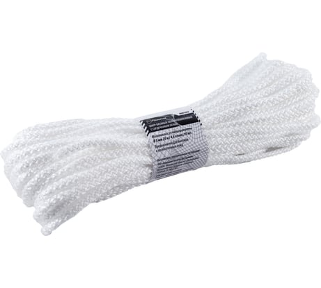 Вязаный полипропиленовый шнур с сердечником Политех белый, диаметр 5 мм, 20 м, 4.6 ктекс, 90 кгс 8001027