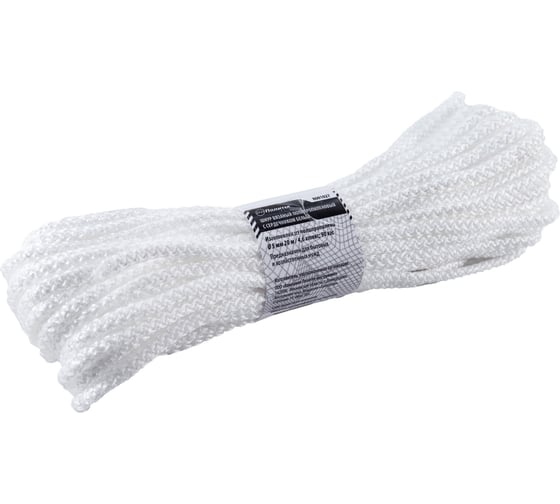 Вязаный полипропиленовый шнур с сердечником Политех белый, диаметр 5 мм, 20 м, 4.6 ктекс, 90 кгс 8001027