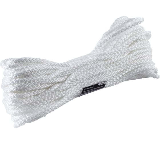 Вязаный полипропиленовый шнур с сердечником Политех белый, диаметр 6 мм, 20 м, 12 ктекс, 95 кгс 8001029