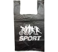 Пакет-майка ООО Полиак Спорт 30х55 см, 25 мкм, черная, 50 шт. /1000/П-к 4640001616198