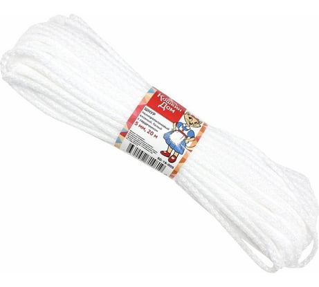 Вязаный полипропиленовый шнур КОШКИН ДОМ с сердечником, белый, 5 мм, L20 м 50-16-005