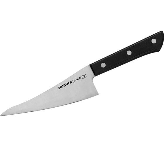 Нож кухонный Samura "HARAKIRI" совр. универсальный 146мм, кор.-стойк. сталь, ABS пластик SHR-0028B/K