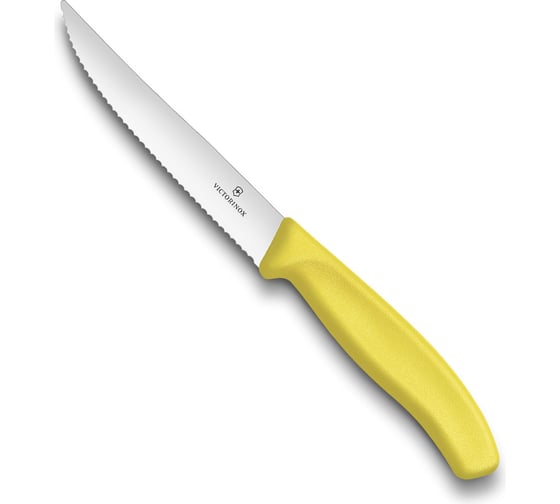 Нож для стейков и пиццы Victorinox Gourmet 12 см, волнистое, желтый, 6.7936.12L8