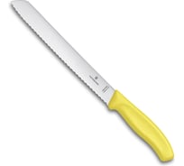 Нож для хлеба Victorinox лезвие 21 см, волнистое, желтый, в блистере, 6.8636.21L8B