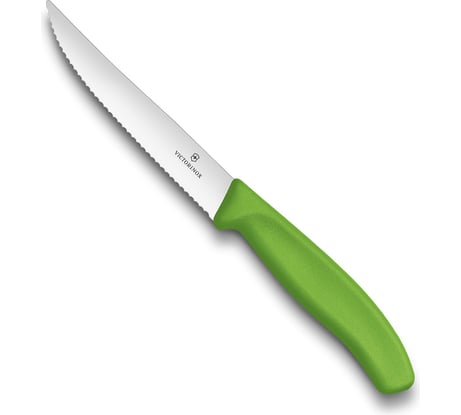 Нож для стейков и пиццы Victorinox Gourmet 12 см, волнистое, зеленый, 6.7936.12L4