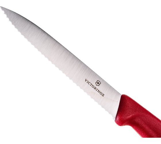 Нож для очистки овощей Victorinox лезвие 10 см, волнистое, красный 6.7731