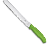 Нож для хлеба Victorinox лезвие 21 см, волнистое, зеленый, в блистере, 6.8636.21L4B
