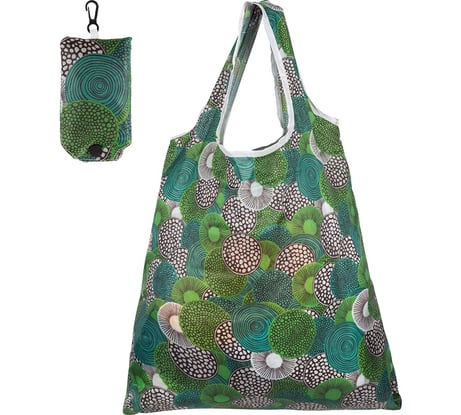 Складная сумка Рыжий кот, с чехлом, 38х58 см, полиэстер, зеленый, 008576